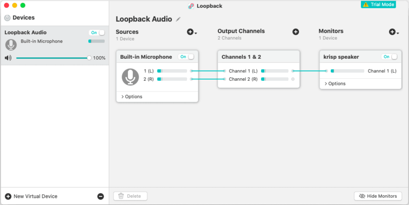 Bilde av konfigurasjon av Loopback-appen.